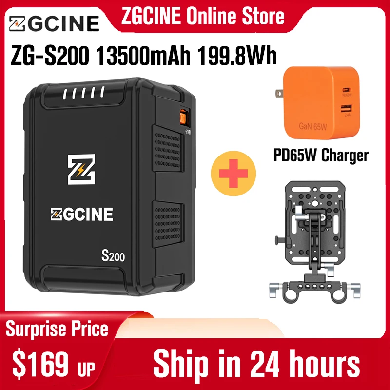 ZGCINE ZG S200 V Mount Battery V-Lock Lithium Battery Power Bank Battery Pack Auxiliary Battery for iPhone Cameras Video Lights