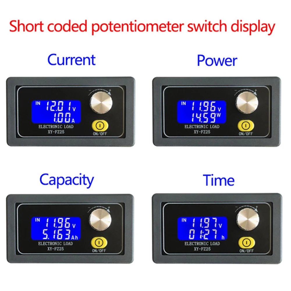 

35W 25W Electronic Load Tester 5-30V 5A 4A Adjustment w/ Encoder Knob Reverse Protection for Battery Capacity Discharge Lab