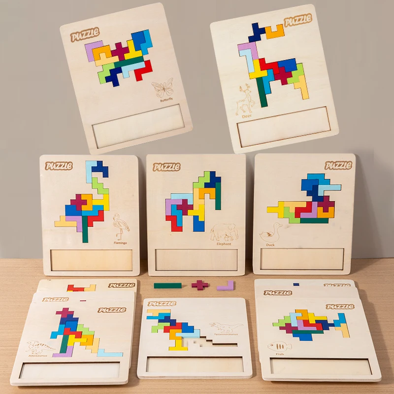 

3D Wooden Thinking Tetris Puzzle Jigsaw Early Childhood Educational Toy Parent-Child Interactive Toy Logic Training Game Gifts