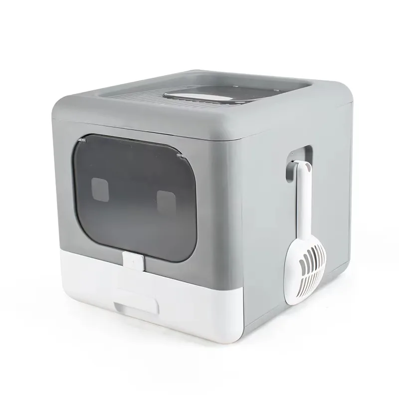 

Hot Sell Foldable Plastic Cat Litter Box with Lid Easy to Clean Including Litter Scoop Toilet for Cat