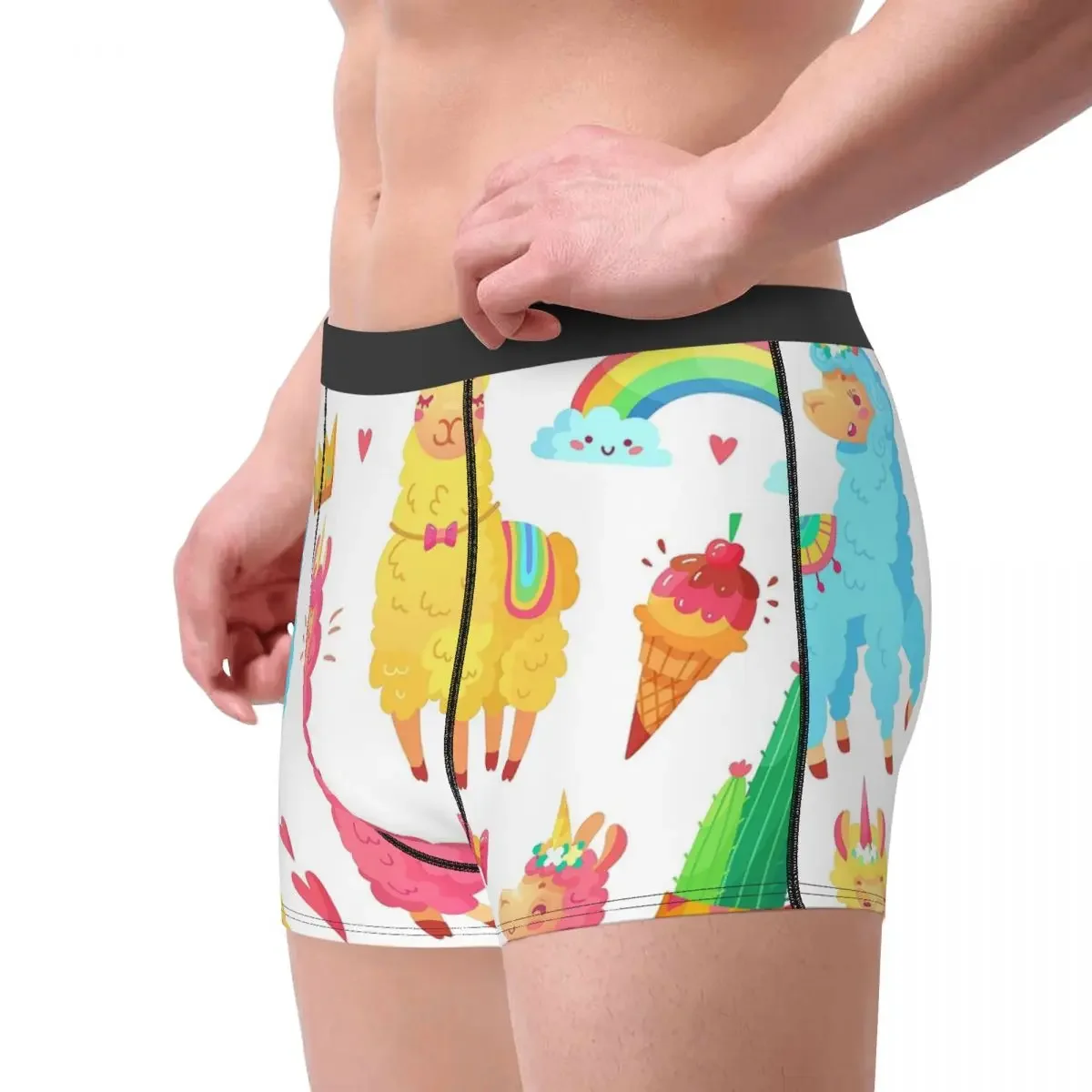 The Colours Of  Rainbow Alpaca Clever Lively Naughty Lovely Cherubic Underpants Cotton Panties Male Underwear Print Briefs