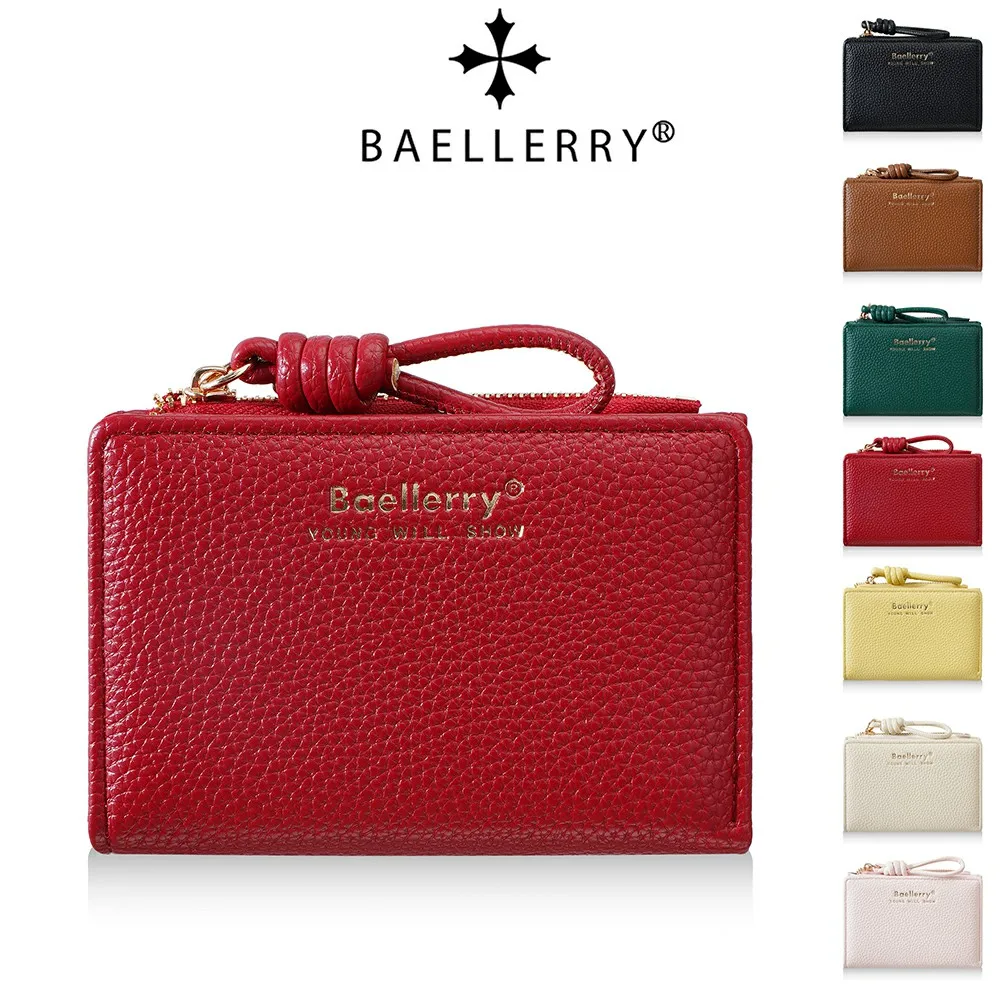 1 Stück – Baellerry Damen-Kurzgeldbörse, aus PU-Leder mit Handgelenkschlaufe, lässige Geldbörse mit Lychee-Muster, leicht, elegant, minimalistischer Stil, Alltagsgeldbörse – Detail 2