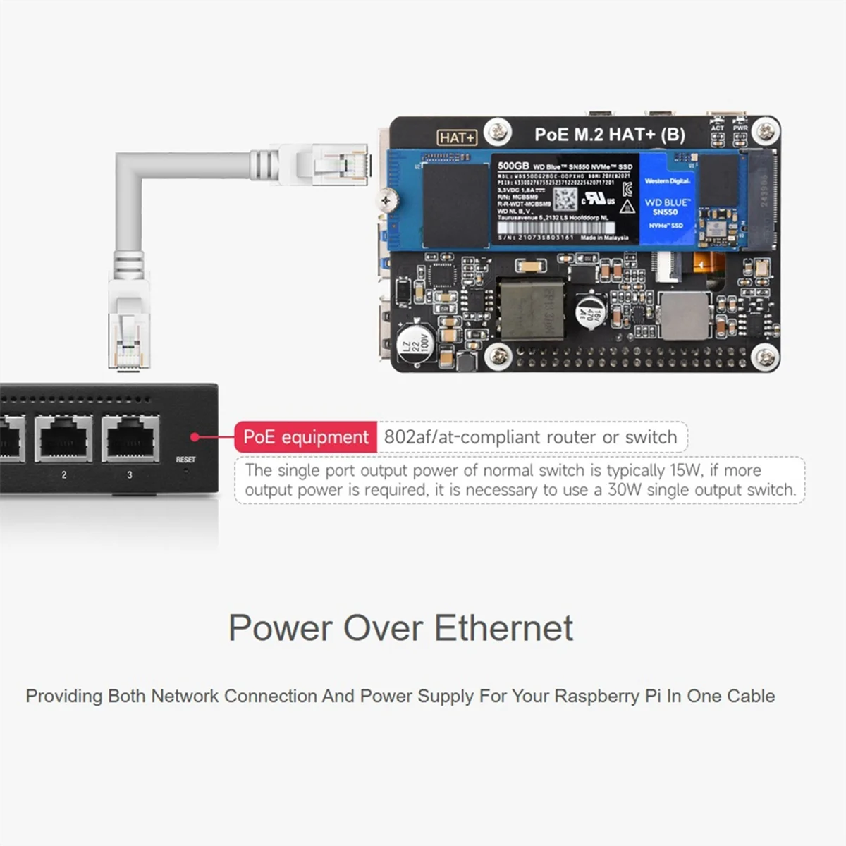 Get! PCIe to M.2 Adapter with PoE Function Supports NVMe Protocol M.2 Solid State Drive for Raspberry Pi 5 PoE HAT