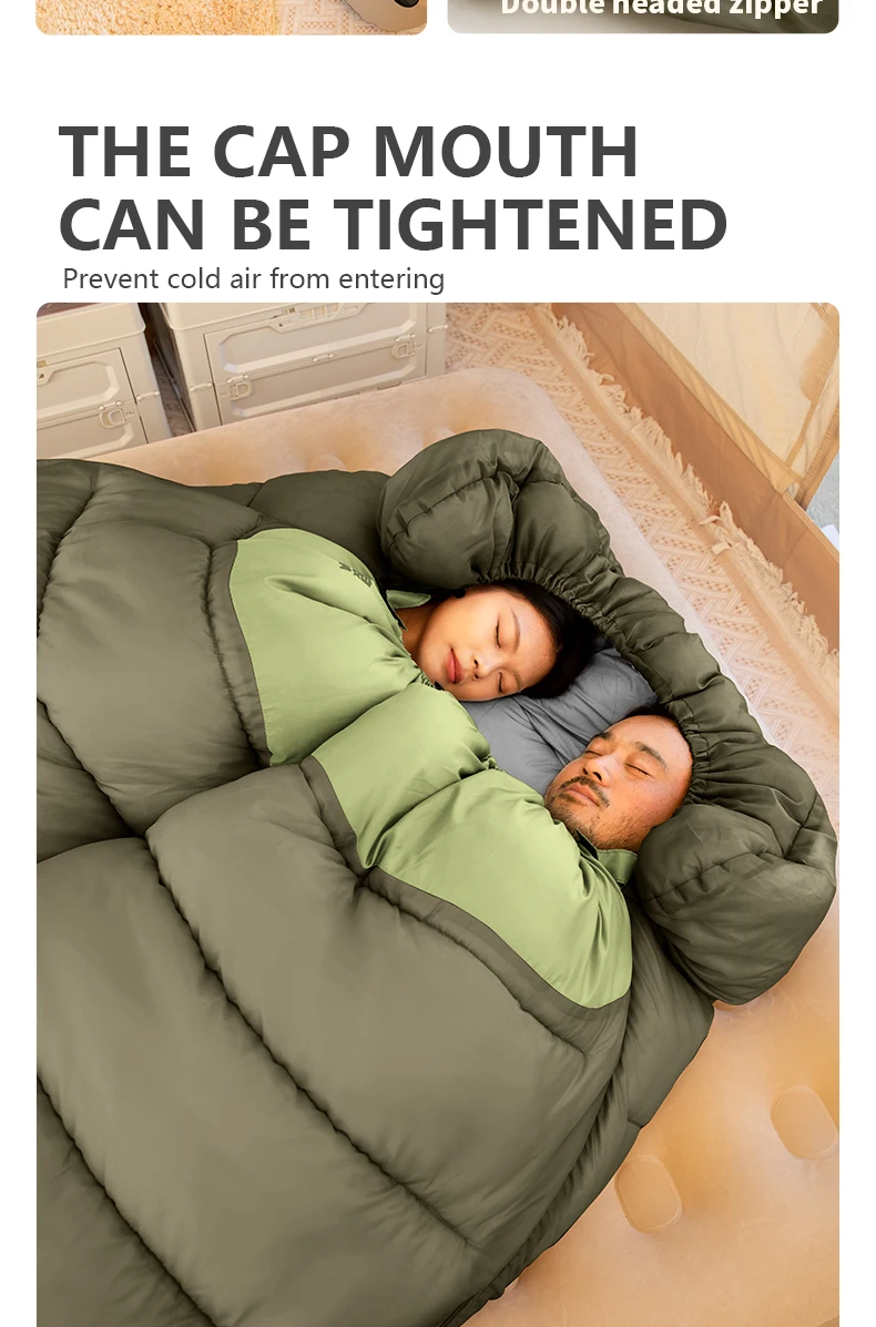BISINNA 2-Personen-Camping-Schlafsack für vier Jahreszeiten, tragbarer Winterschlafsack für Outdoor-Camp-Reisen, Wandern – Detail 10