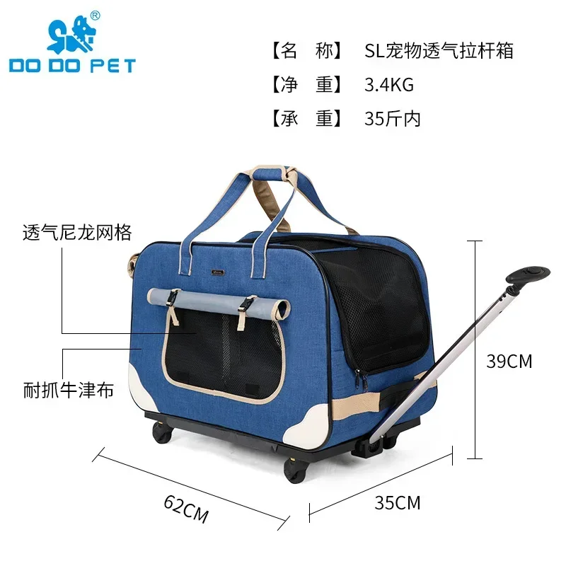 Imagem -03 - Four-wheel Folding Pet Trolley Case Dog Out Bolsa Pull Car Bagagem Respirável Mochila Cat