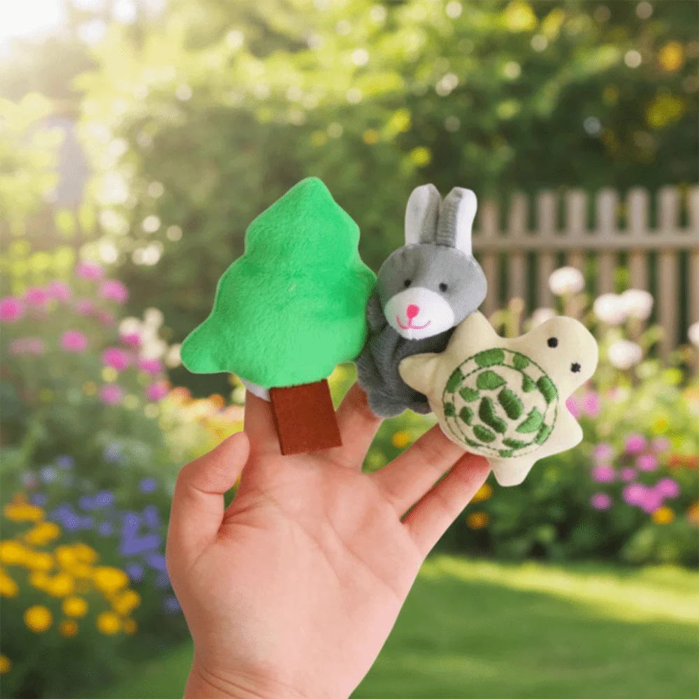 Baby Mini Hand Finger Puppets Cartoon Animal Fairy Tales Puppets Interactive Set Puppet Theater for 3 Pcs/4Pcs Storytelling