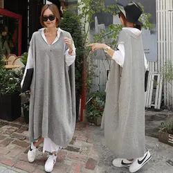 Casual Pullover Knitted Tank Top Autumn/Winter Warm  Sweater Women's Fashion Loose Solid Sleeveless Soft  X310