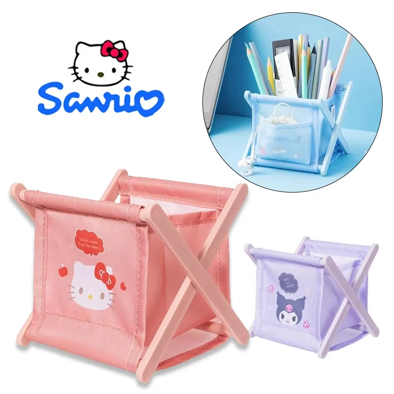 

Kawaii Sanrio Kuromi Hello Kitty Cinnamoroll складной контейнер для хранения портативная полка милый мультяшный декор практичный выбор подарка