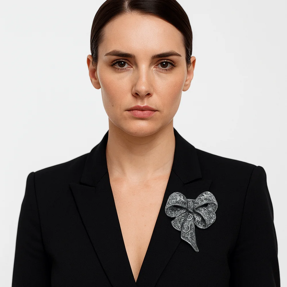 Black Rhinestone Memorial Black Bow Brooch Large Bowknot Shining Crystal Vintage Pin Rhinestone Brooch For Funerals and Mourning