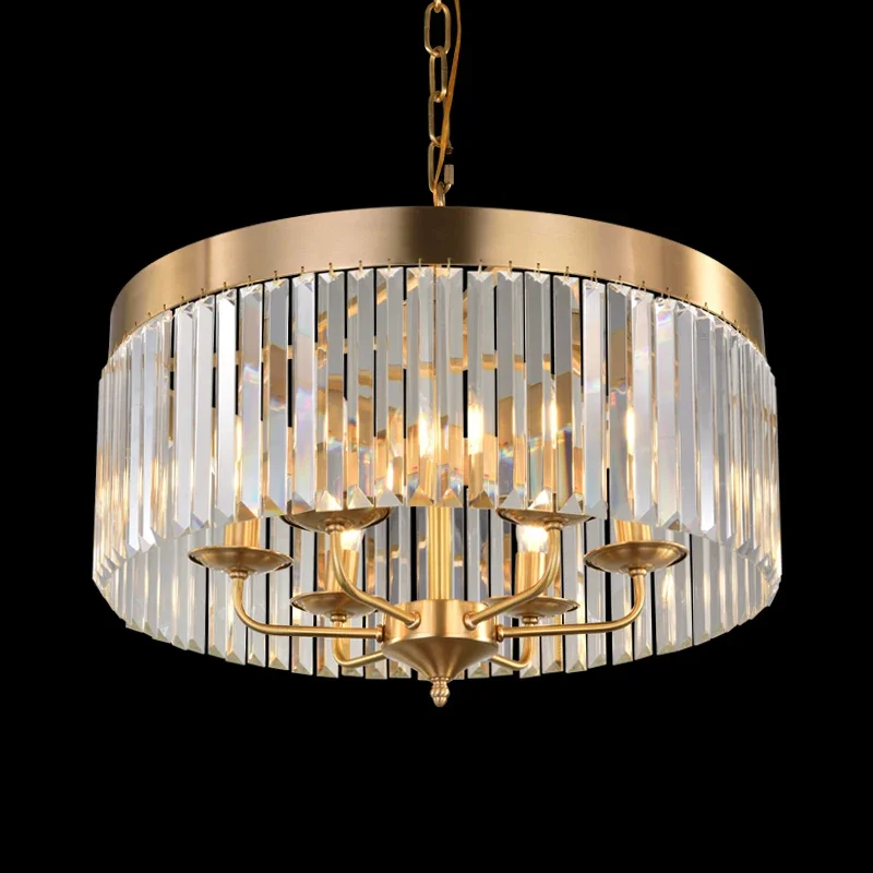 Light Luxury Modern Crystal Chandelier Personalized Iron Restaurant Lamp Soft Decoration Living Room Bedroom Round Chandelier