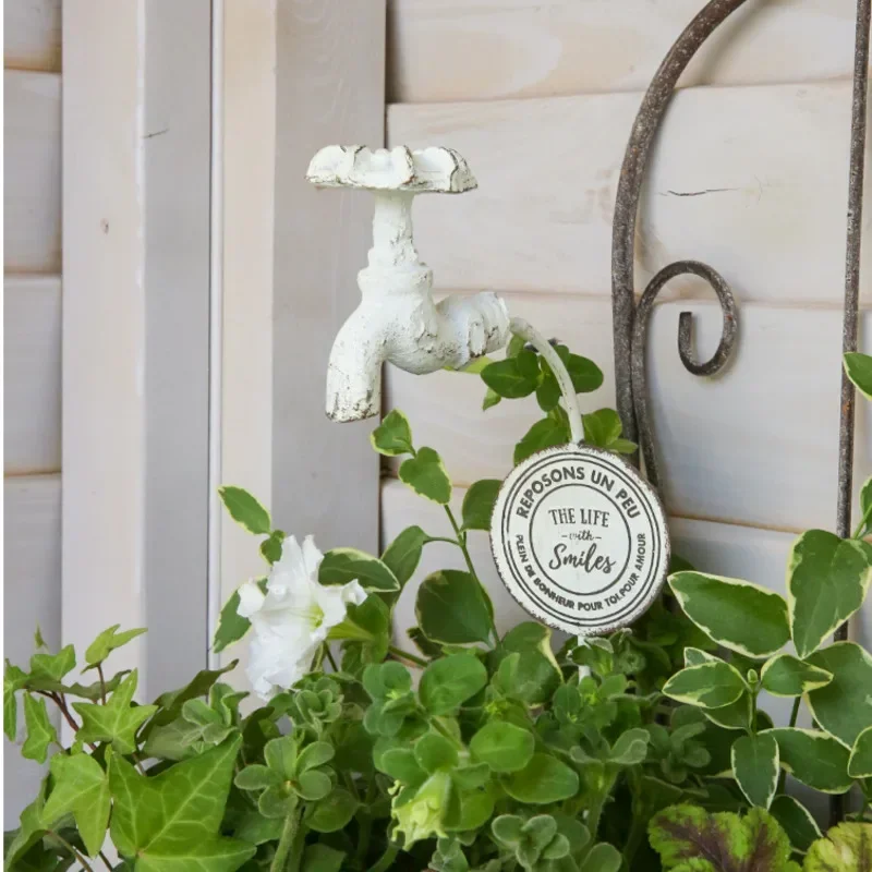 Courtyard Garden Horticultural Plant Ornaments, Potted Label Plate, Faucet Letter Climbing Trellis, Iron Do Old Flower Pot Decor