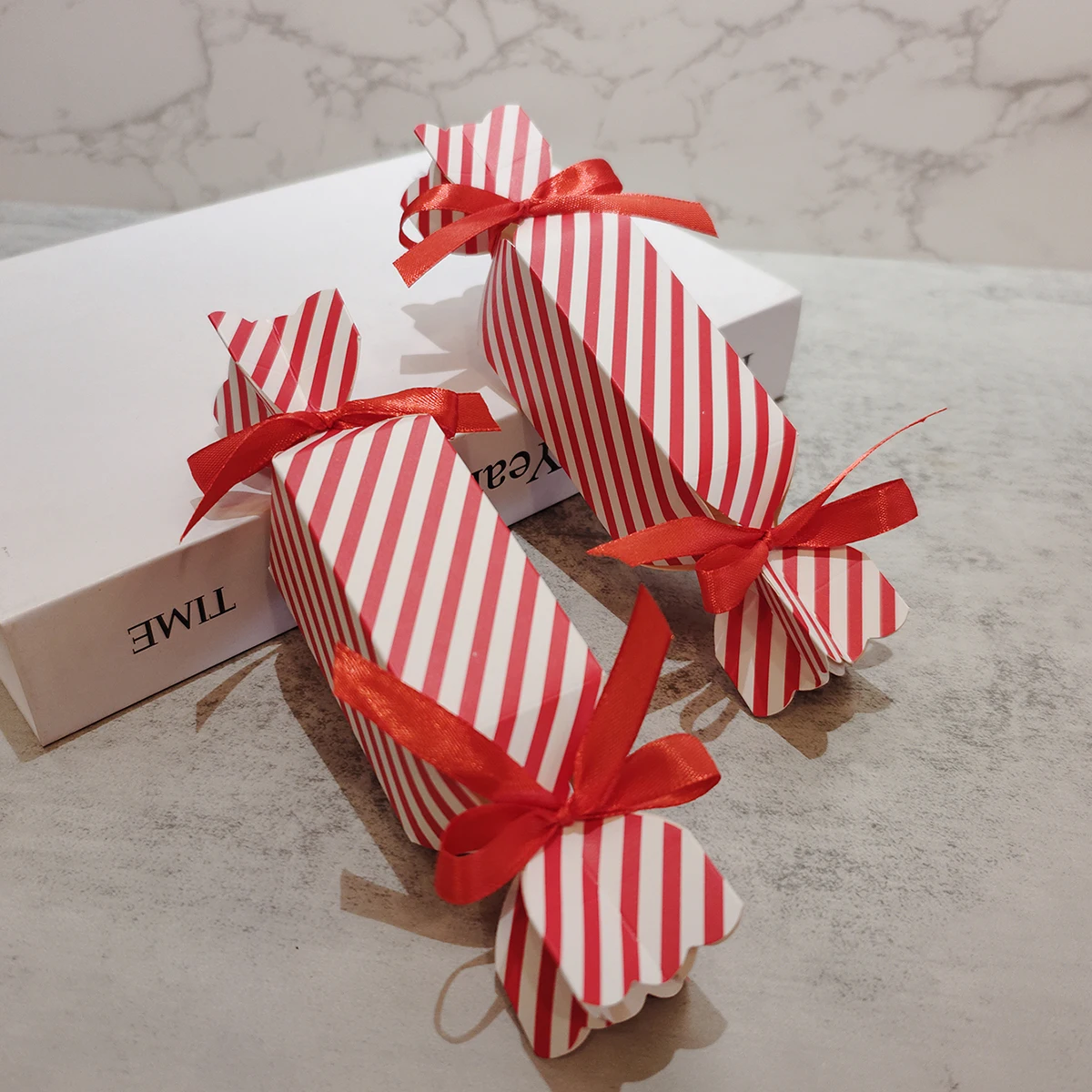 10/50pcs red striped candy box, lipstick box, gift packaging box, party and wedding supplies