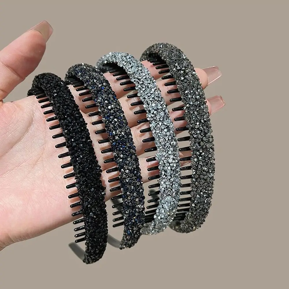Nieuwe Strass Strass Haar Hoepel Antislip Haaraccessoires Hoofddeksels Met Tanden Haarband Vrouwen