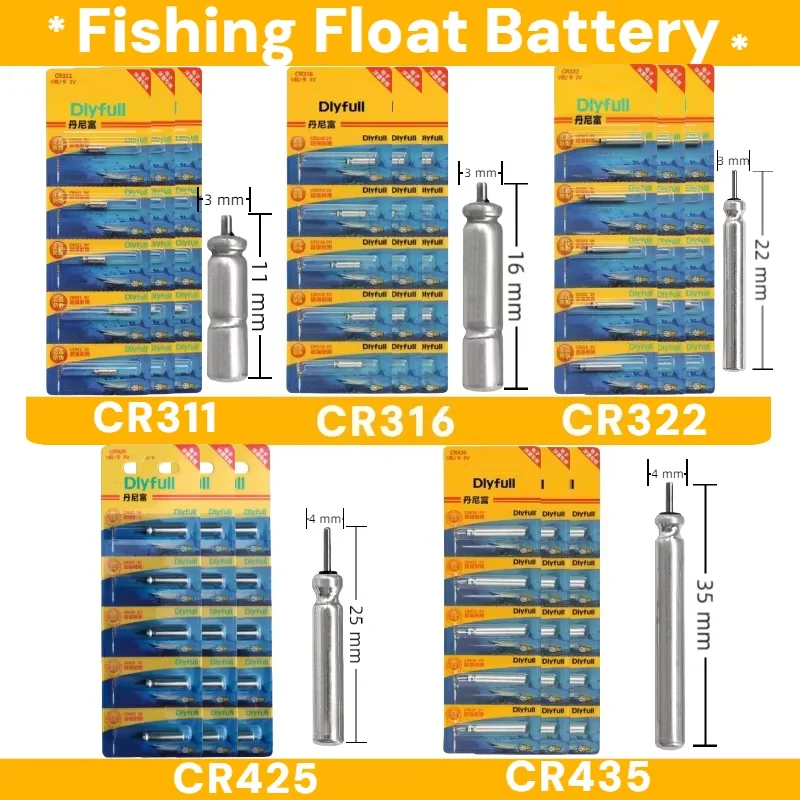 

10pcs CR425 CR322 CR311 CR316 CR435 Lithium Battery 3V Fishing Floats Luminous Electric Battery for Fishing Tools & Accessories