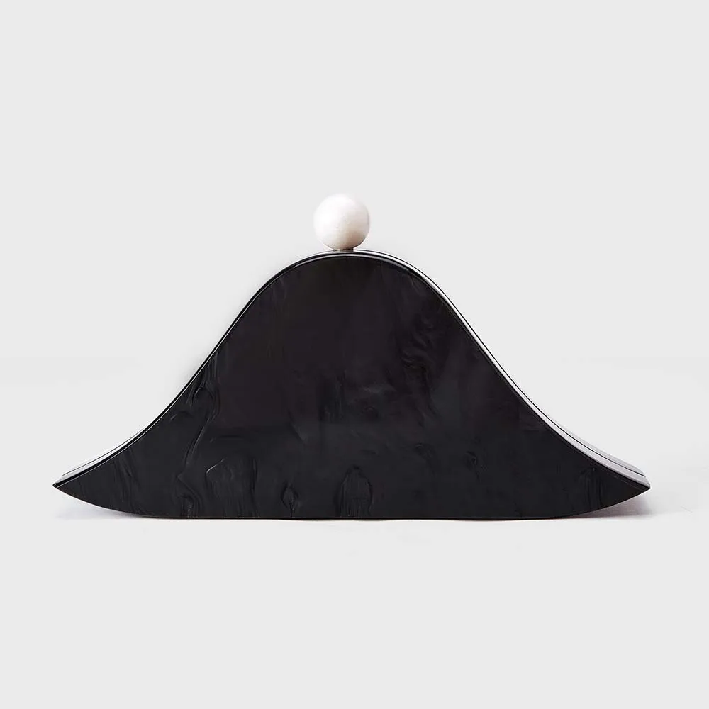Women Retro Acrylic Evening Bag Trendy Amber Triangle Shape Banquet Bag Party Purse Clutch Mobile Phone Bag
