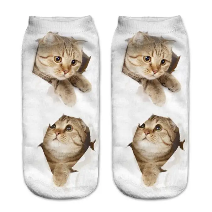 

3d print cat socks Fashion Funny Cotton Short Socks Unisex Creativity Compression Harajuku Low Ankle Socks For Female