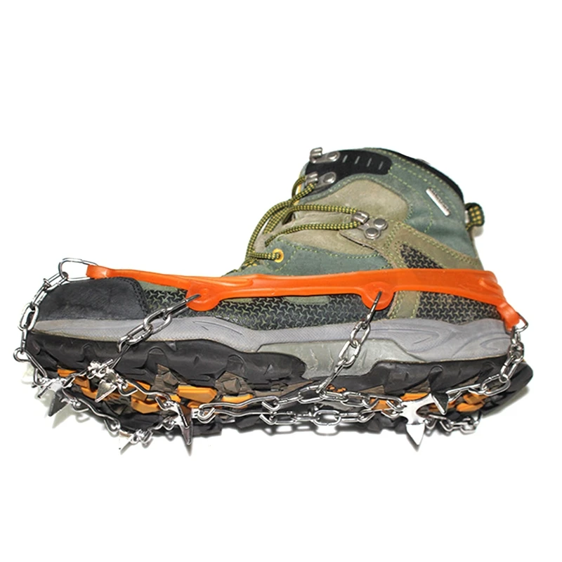Crampons กลางแจ้ง 8 ฟันสแตนเลสหิมะลื่น Mountaineering Snow Claw รองเท้ากลางแจ้งอุปกรณ์