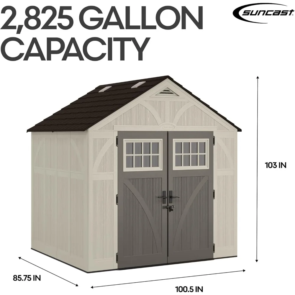 سقيفة تخزين بلاستيكية كبيرة شديدة التحمل مع أرضية معززة، كوة للضوء الطبيعي، أبواب مزدوجة قابلة للقفل