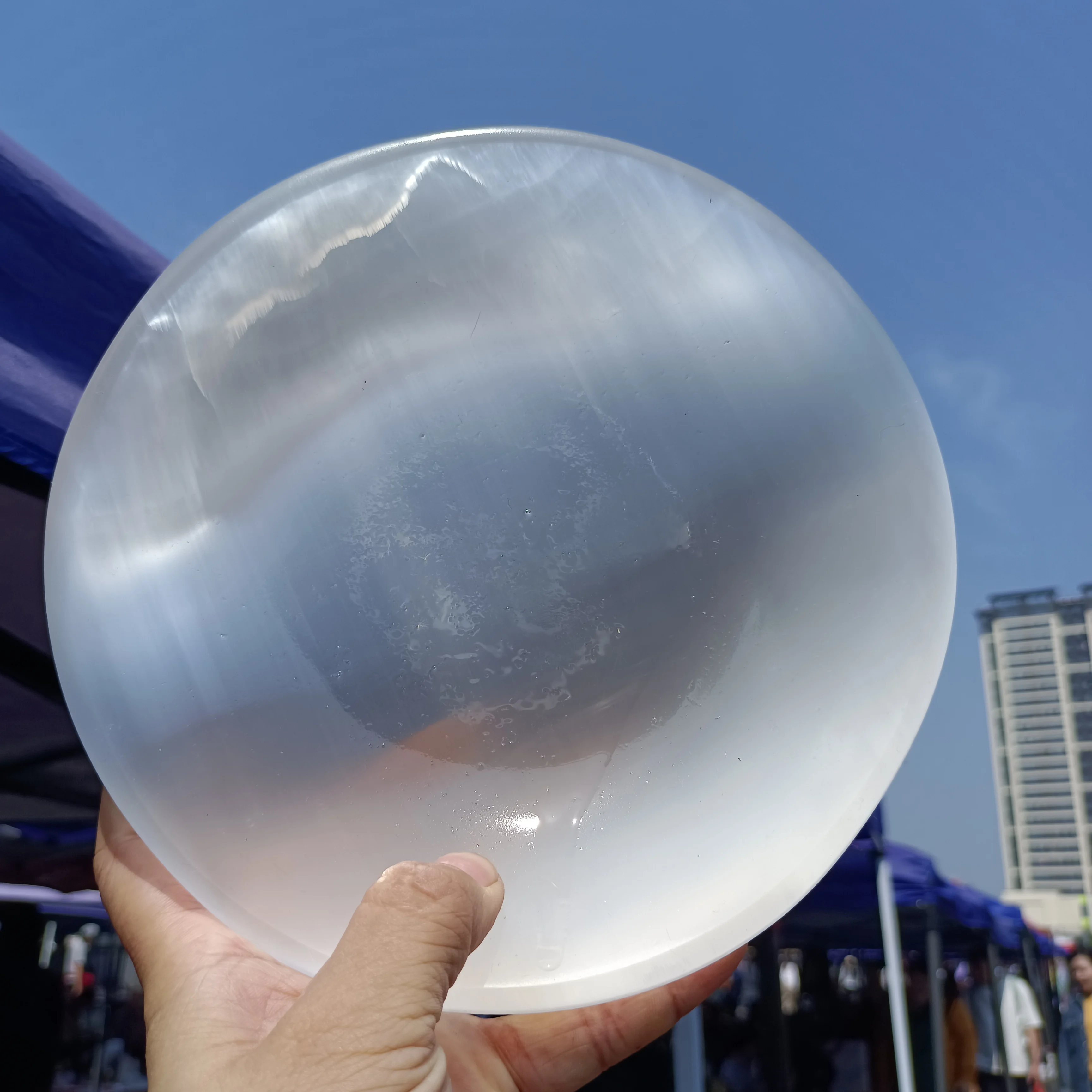 8-18cm Huge Natural Selenite Bowl, White Gypsum Bowl, Mineral Specimen, Healing Stone, Home Office Degaussing Decoration