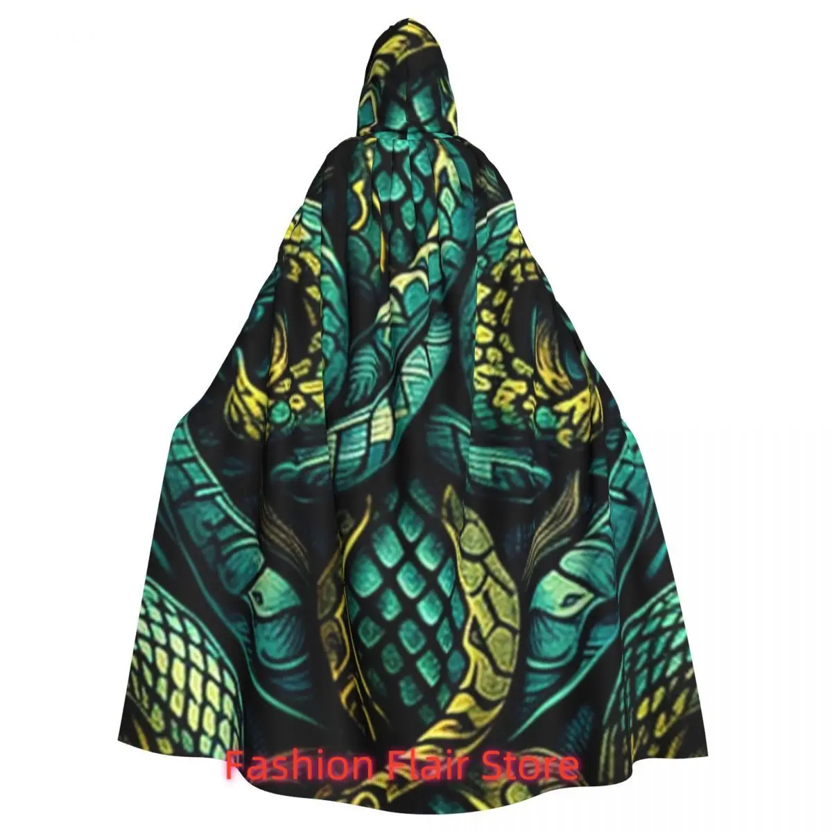 

Ткань с эффектом змеи и рептилий, текстильный длинный плащ с капюшоном, средневековый костюм ведьмы, накидка для косплея, пальто на Хэллоуин для взрослых, унисекс