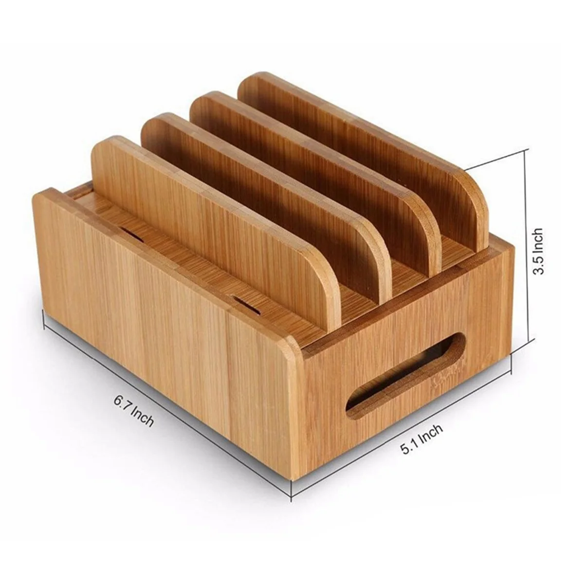 Mobile Phone Flat Bracket Bamboo Wood Multi-Device Charging Station Organizer Office Bracket