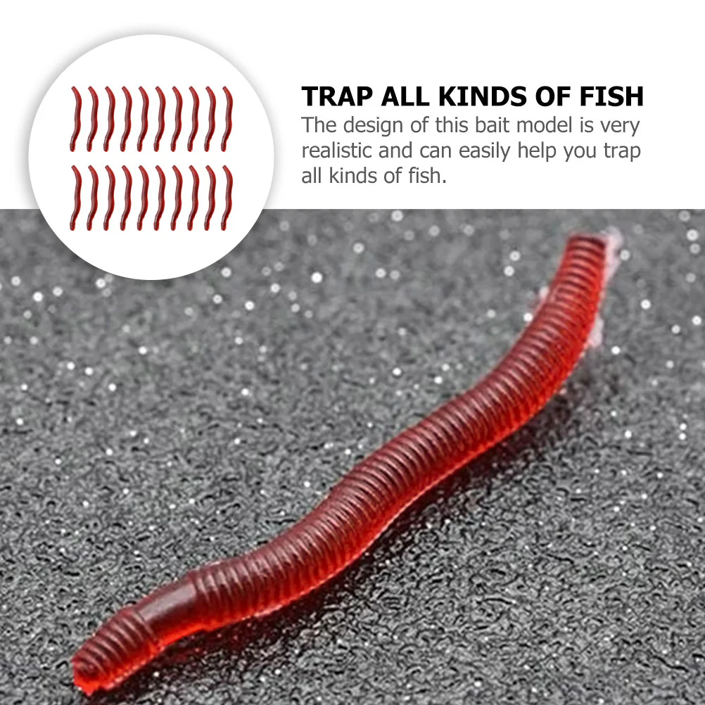 150 Pcs Artificial Bait Fishing Lures Worms Fake Red Realistic Earthworms Freshwater