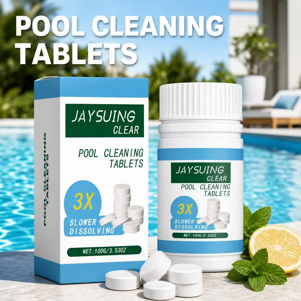 Pool Cleaning Chlorine Effervescent Tablets (100g) - Fast-Dissolving Stable Chlorine Tabs for Pool Water Maintenance