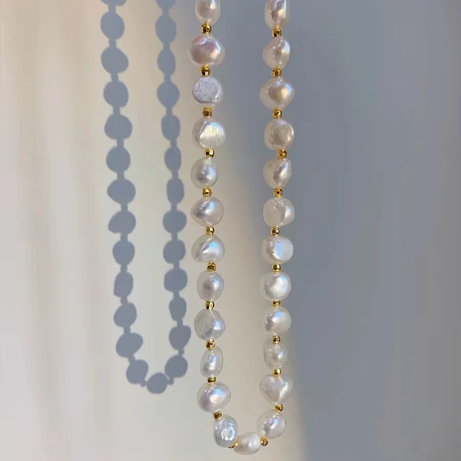 

New Natural Baroque Freshwater Pearl 14K Gold Filled Female Beads Chain Necklace Jewelry For Women Mother's Day Gifts No Fade