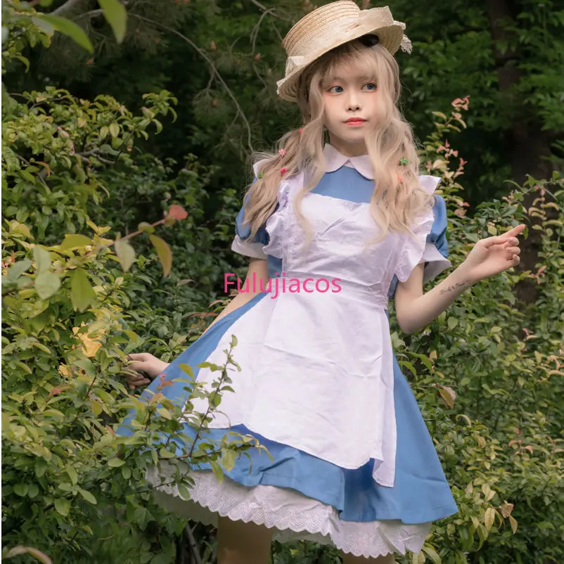 

Fulujiacos Belle Blue Maid Dress Cosplay Costume