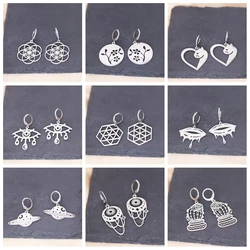 Kinitial Stainless Steel Octagami Origami 24 Carat Teardrop Evil Eye Saturn Planet Earrings For Women Trendy Piercing Jewelry