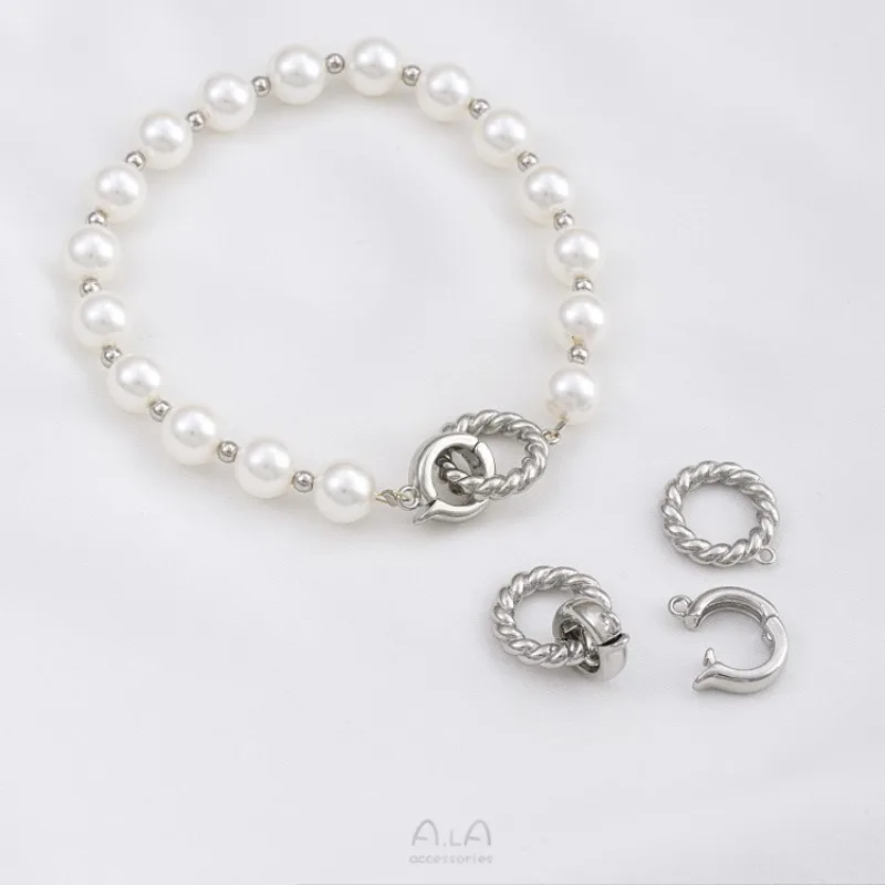 

Застежка-пряжка для украшений из 14-каратного золота с сохранением цвета, в форме кольца, с жемчугом, круглая, ручной работы, для самостоятельного изготовления ожерелий и бижутерии