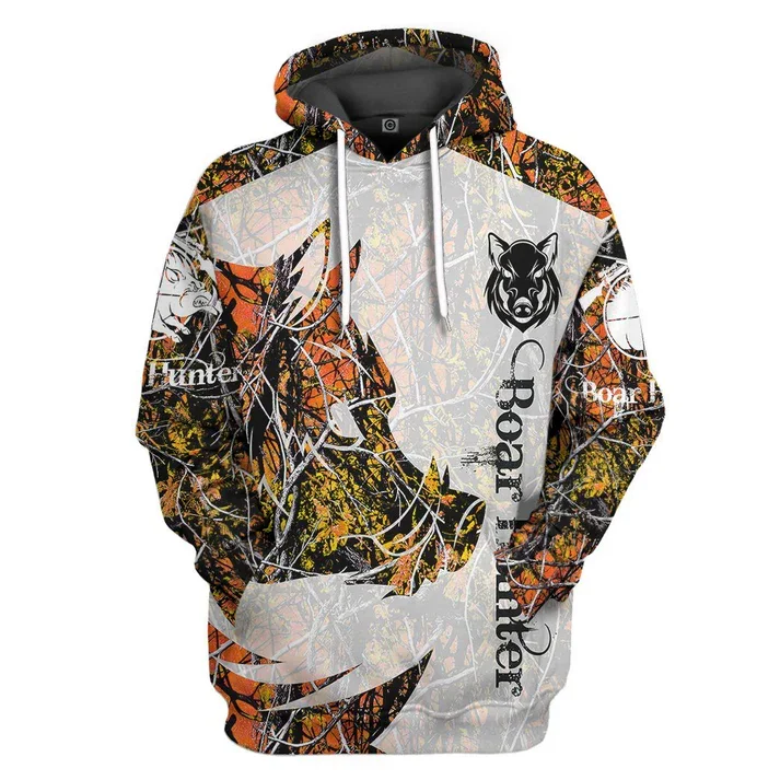 Boar caça laranja camo 3d impresso jaqueta masculina/feminina harajuku hoodie unisex casual streetwear moletom pulôver com capuz