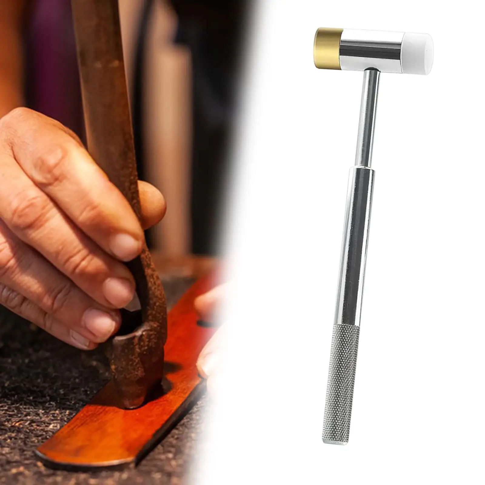 Jewelry Hammer Nylon Brass Faces Double Faced Multipurpose Lightweight Flooring Mallet Mallet Tool for Jewelry Woodworking Tile