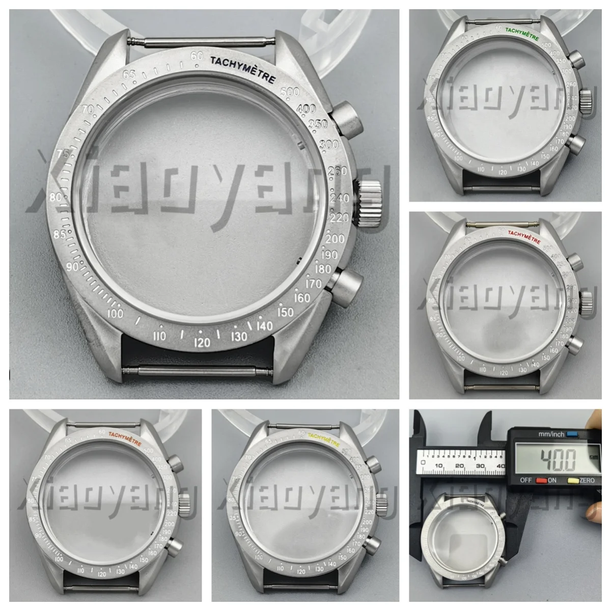 40mm VK63 Waterpoof Titanium Coated Watch Case Fixed Chronograph Bezel Micro Domed Mineral Glass Fit VK63/64 VK67/68 Movement