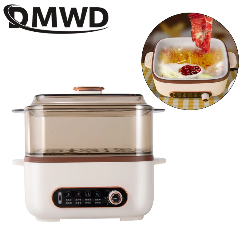 Multifunctional Electric Food Steamer Noodles Pasta Skillet Rice Cooker Egg Frying Pan Porridge Soup Stew Hot Pot Meals Heater