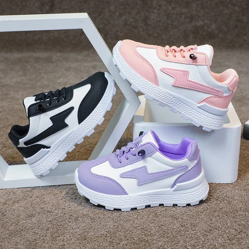 Kid Casual Sneakers Patchwork Black and White Children Sports Shoes Boy Girl Student Running Shoe Non-slip Lightweight Size26-37