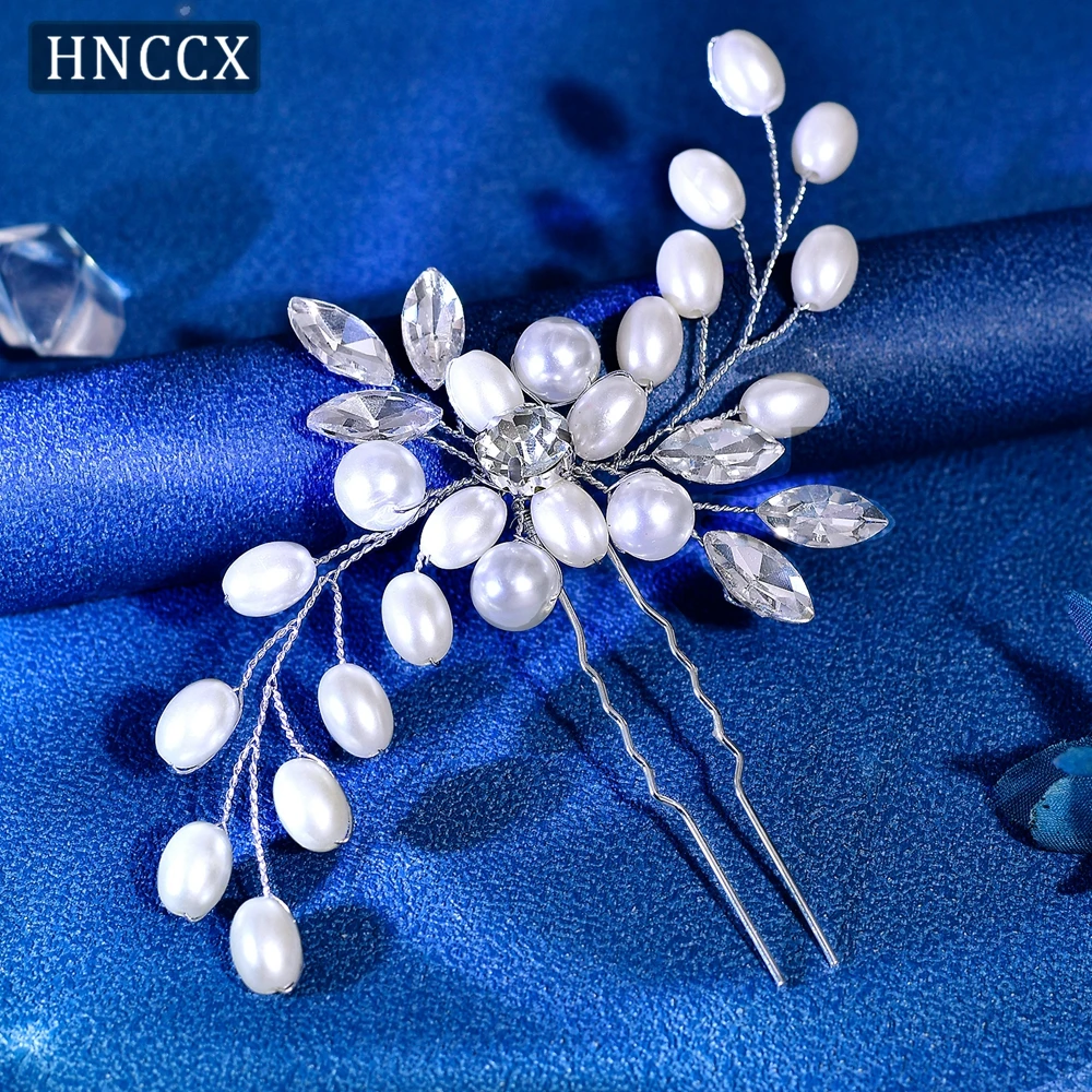 

HNCCX Women U-shaped Pin Bride Rhinestone Barrette Clip Hairpins Artificial Pearl Bridal Tiara Handmade Hair Accessories CP815