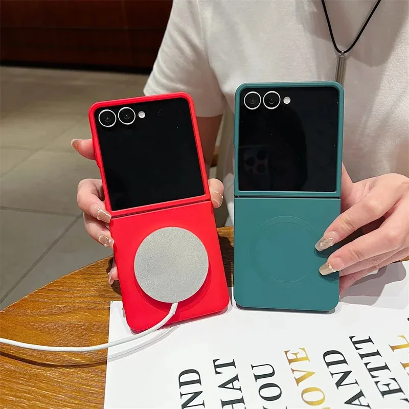Liquid Silicone Soft Magnetic Phone Case for Samsung Galaxy Z Flip 7 6 5 4 3 5G Wireless Charging Shockproof Protection Cover