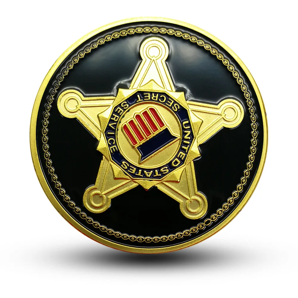 United States Secret Service Souvenir Coin Plated Golden Commemorative Coin Collectible Gift Collection Art Challenge Coin