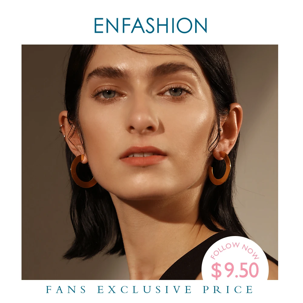 Enfashion Shiny Big Hoop Earrings  Gold color Earings Stainless Steel Circle Earrings For Women Jewelry oorbellen EEF1018