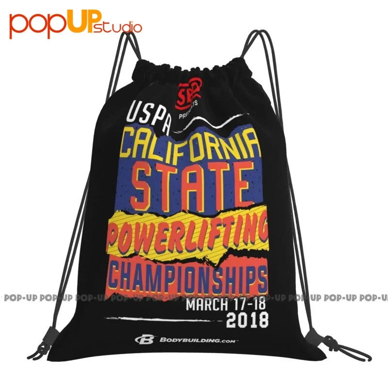 Uspa California State Mens Sbd Powerlifting Championships 2018 Body 420 Drawstring Bags Gym Bag Cute Gymnast Bag