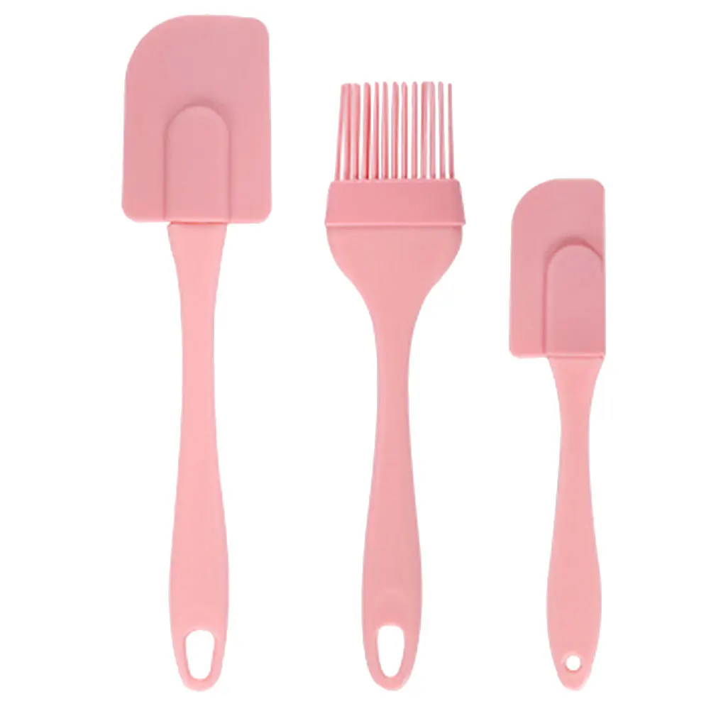 

3pcs Silicone Spatula Set Long Handle Baking Spatulas Kitchen Use Cream Butter Scraper Oil Brush Tools Baking Utensils Cooking