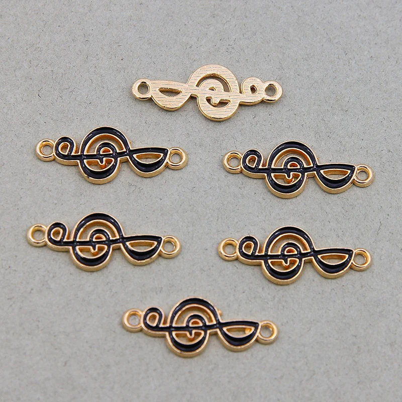 6pcs/lot New Arrival Musical Note Charms Enamel Double hanging Charms Mix Colors for DIY Handmade Metal Charm Pendants Jewelry