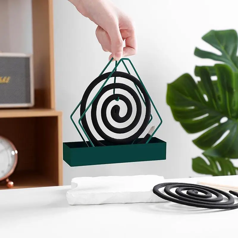 Anti-Scald Mosquito Coil Holder With Tray Creative Wrought Iron Triangular Shape Mosquito Repellent Incense Rack Home Decor Tool