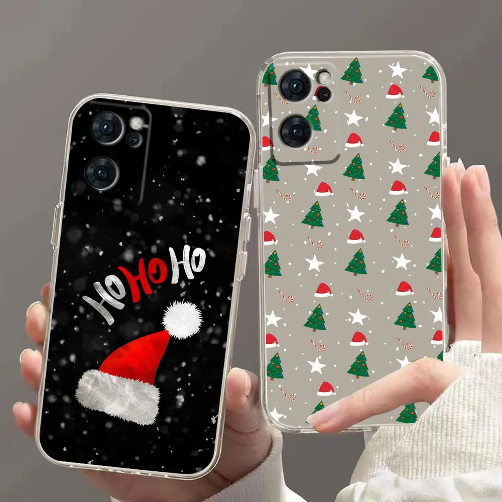 Clear Phone Case For OPPO RENO 10 9 8 8T 7 6Z 6 5 4 3 2Z PRO PLUS 4G 5G Case Funda Capa Shell Merry Christmas Happy New Year