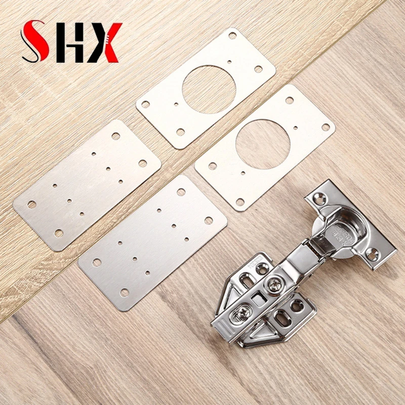 2 Pieces Of Durable Hinge Repair Plate Brushed Stainless Steel Fixing Plate Bracket Kit For Furniture Kitchen Closet Door