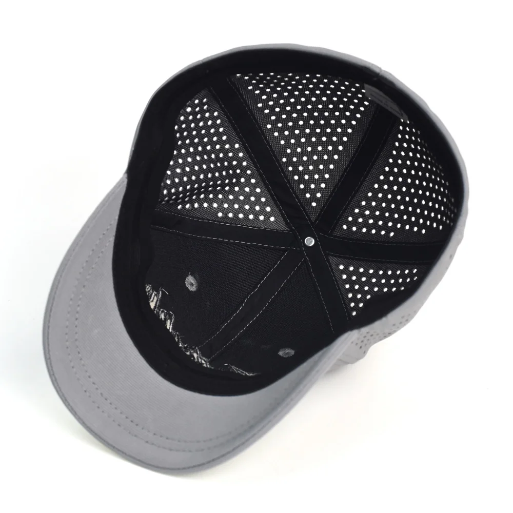 Mesh-Baseballkappe mit kurzem Schirm und geschlossener Rückseite für Herren und Damen – Atmungsaktive Snapback-Mütze, passende Dad-Hat, verstellbar, einfarbig im Trucker-Stil – Detail 17