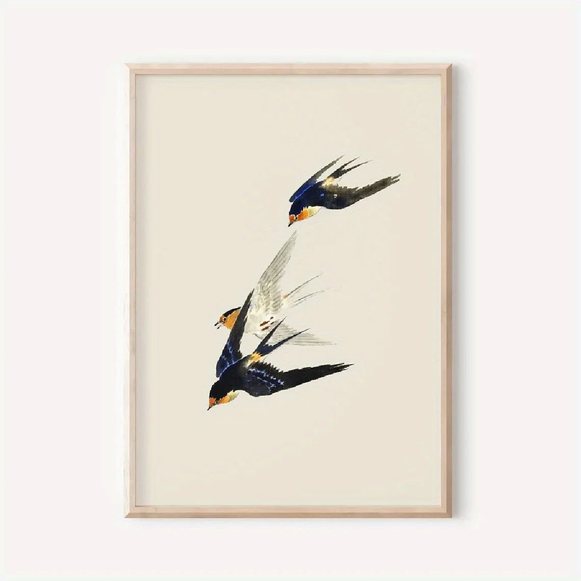 1pc, Wall Art, Fashion Poster, Vintage Bird Minimalist Art Print, Free-spirited Swallow Canvas Painting, Living Room Decorati