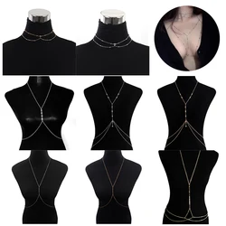 Metal Body Bust Chain Jewelry Women Sexy Style Hollow Bikini Ladies Breast Crystal Body Chain Decoration Summer Body Jewelry