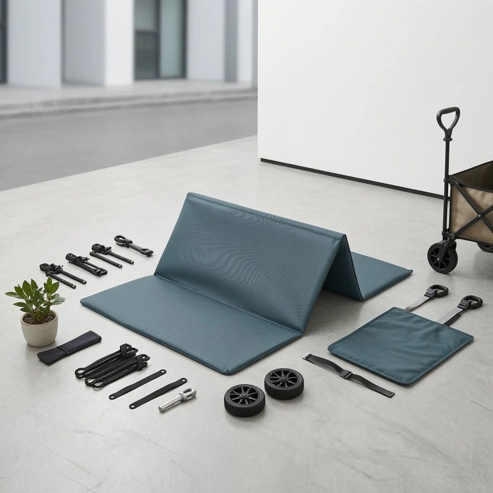 Tri-Fold Pad Board Raised Center Foldable Pad Board Camping Gear Three-Panel Stitched Edges view 2
